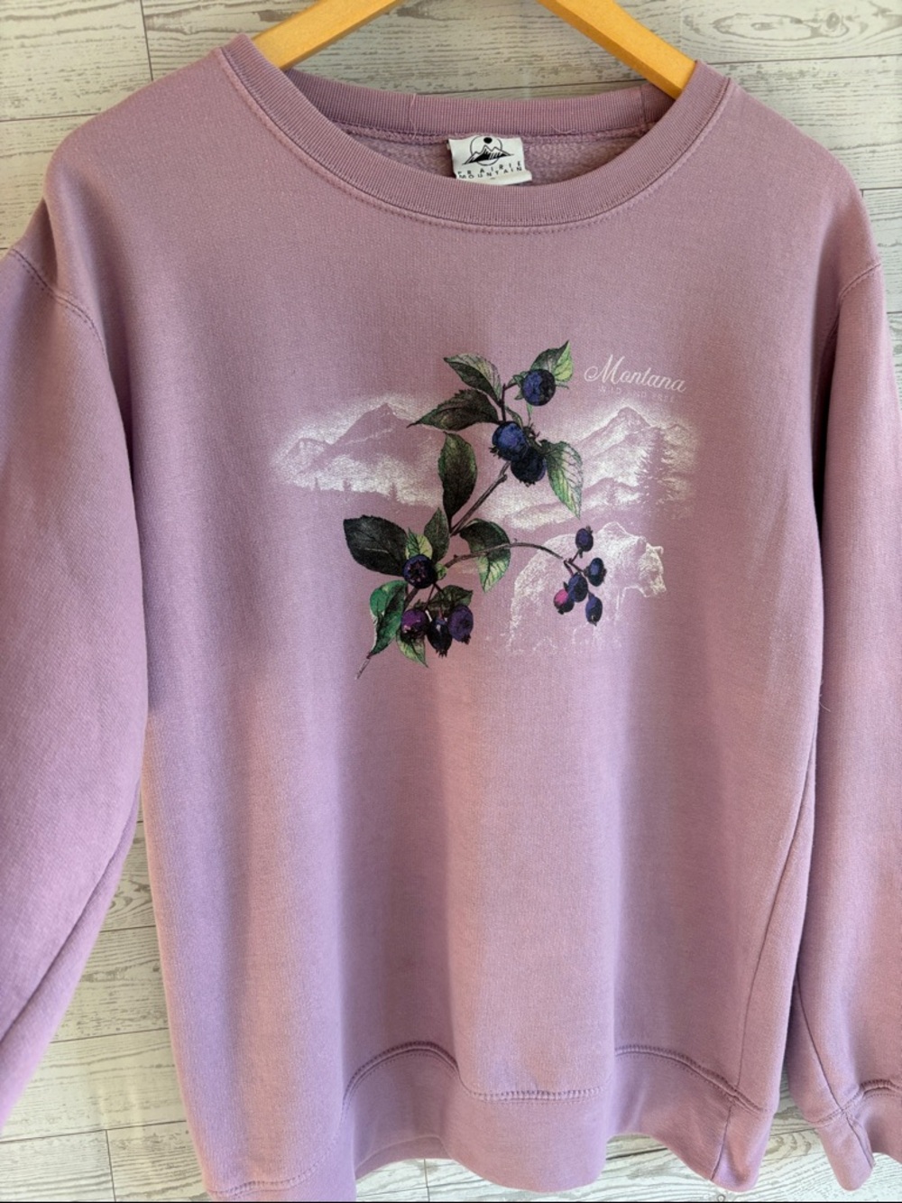 Vintage Montana Landscape graphic floral Bear mountain Crewneck sweatshirt small